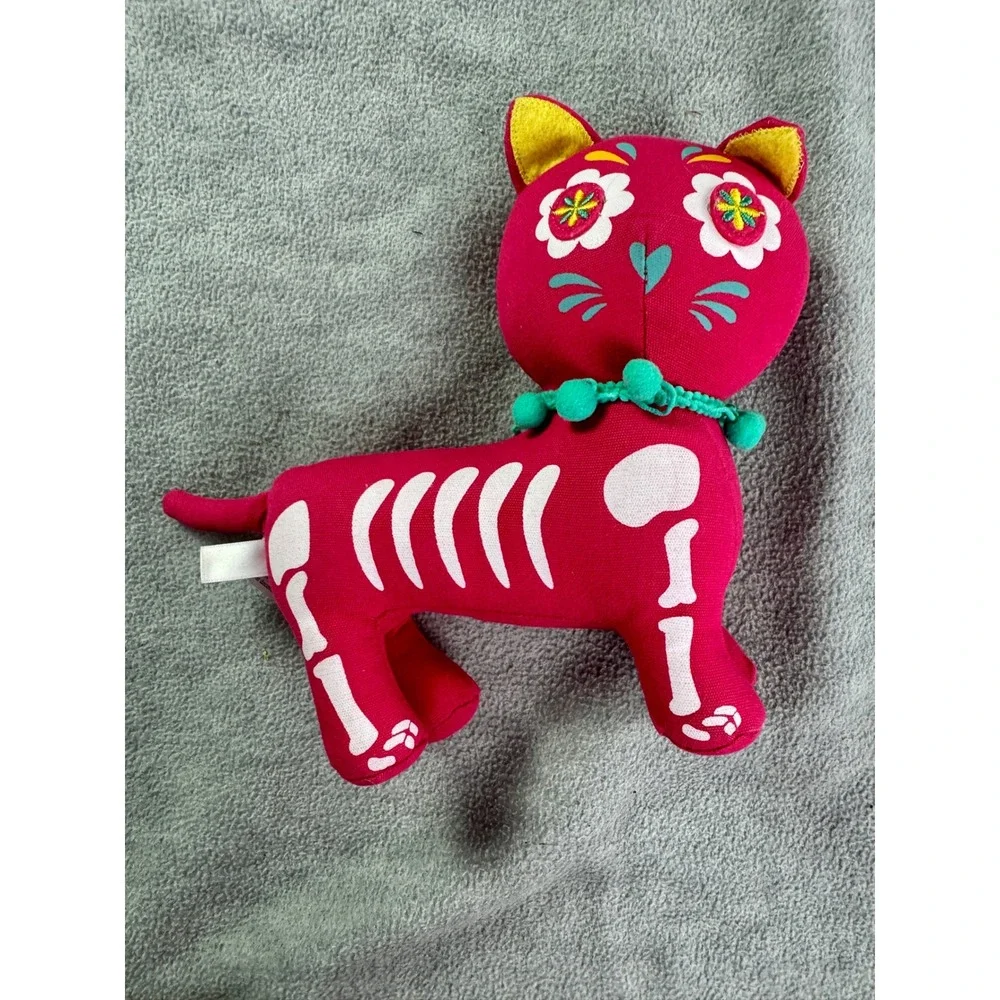 Target Day of the Dead Pink Cat Skeleton Fabric Halloween Decor 240437717
